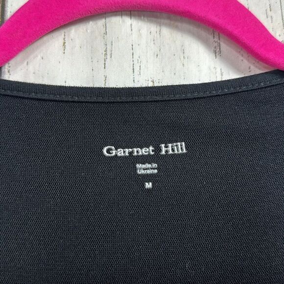 Garnet Hill Black Faux Wrap Dress Quiet Luxury Classic Minimalist 3/4 Sleeve - Picture 6 of 15